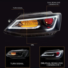 Pair LED Headlight Assemblies Demon Eyes Lens For VW Sagitar 2012–2017