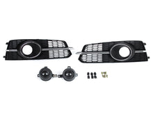 Pair Front Bumper Fog Light Grilles For Audi A6 S-Line / S6 2016-2018 Chrome/Black