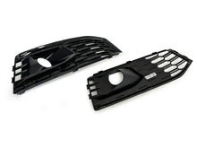 Pair Front Bumper Fog Light Grilles w/ ACC Caps Audi A4 S-Line S4 2017-2019