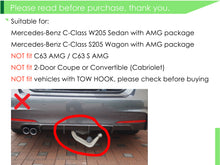 C63 Style Rear Diffuser + Chrome Exhaust Tips For Mercedes W205 S205 C43 AMG 2015-2021