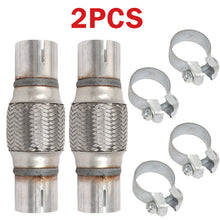 2pcs 2'' x 8.2" Exhaust Flex Pipe Joint Flexible Clamp Stainless Steel 50x208mm