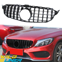 Gloss Black GT Front Grille For Mercedes-Benz W205/C205 Sedan & Coupe 2015–2018 (No Camera)