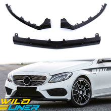 Gloss Black Front Lip Molding Trims 3PCS For Mercedes W205 C205 S205 A205 C43 AMG 2015-2018 di98