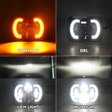 Pair 5x7'' 7x6'' Led Headlights High/low Beam with Turn Signal & DRL for Jeeps Truck Off Road