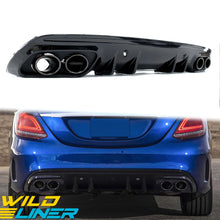 AMG Style Rear Diffuser + Exhaust Tips For Mercedes W205 S205 C180 C200 C43 AMG Sedan 2015-2021