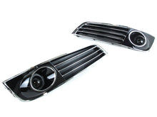 Black+Chrome Fog Light Grille Covers Left+Right Audi A8 D4 2011-2014