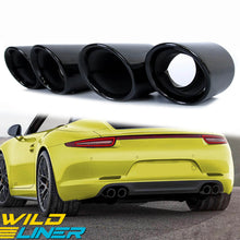 For 2013-2015 Porsche 911 Carrera 991.1 Sport Exhaust Tips Tailpipe Black/Chrome