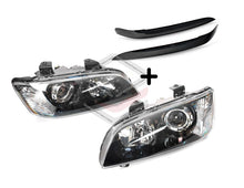 LH + RH Head Light (Black) With Projector + Eye Lids For Holden HSV VE VF 2009-2013 VE Series 2 / Holden Commodore VE Series 1 2006-2010