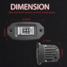 Pair 4.3" Flush Mount LED Work Light Bar Flood Driving Fog Backup Reverse Bumper 4WD