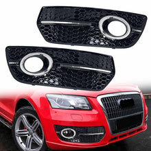 Black+Chrome Fog Light Grille Covers Left+Right Audi Q5 Non-S-Line 2009-2012