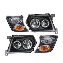 Black Headlight+Indicator For Nissan Patrol GU 1997-2007 Head Light Angel Eye LED