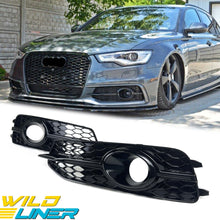 All Black Fog Light Grille Covers Left+Right Audi A6 C7 S-Line S6 2012-2015