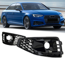 Pair Front Bumper Fog Light Grille Covers For Audi A4 S4 B9 2020-2024