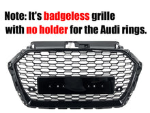 RS3 Style Badgeless Front Grille Black Honeycomb For Audi A3 S3 8V 2017–2020