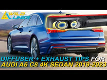 Matte Black Rear Diffuser + Exhaust Tips for Audi A6 C8 S-line S6 Sport 2019-2023 di181