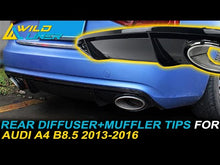 Black Rear Diffuser + Chrome Exhaust Tips for Audi A4 B8.5 Non-Sline 2013-2016 di199