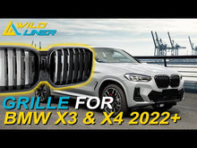 For 2022+ BMW X3 G01 X4 G04 Glossy Black Front Kidney Grille Grill w/o Camera