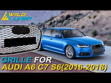 RS6 Style Glossy Black Front Bumper Grille Grill For Audi A6 C7 S6 2016-2018 fg169