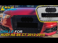 Glossy Black Front Mesh Grille Grill For Audi A6 S6 C7 2012-2015 fg146