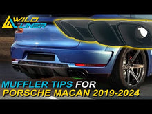 Square Exhaust Tips Brushed/Black for Porsche Macan Base 2.0 2014-2018
