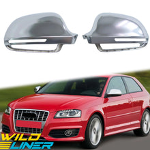 Matte Chrome Mirror Cover Caps For Audi A3 A4 B8 S4 A5 S5 8T B8 Q3 W/ Lane Assist mc71