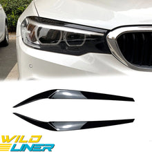 Gloss Black Headlight Eyelid Cover Eyebrow For BMW 5-Series G30 530I 540I M550I 2017-2023