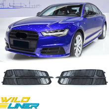 Pair Left+Right Fog Light Grille Covers For Audi A6 S-Line S6 2016-2018