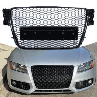 Badgeless Gloss Black Honeycomb RS5 Style Front Grille For Audi A5 S5 8T 2008–2012