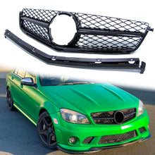 Gloss Black Honeycomb Front Grill for Mercedes W204 Sedan C63 AMG 2008-2011 Pre-LCI