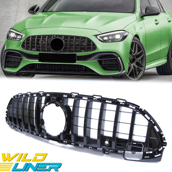 Black GTR Style Front Grille Grill For 2022-2023 Mercedes C-Class W206 AMG Sport fg157