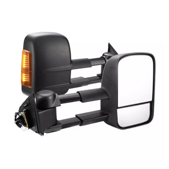 Pair Black Extendable Towing Mirrors For Nissan Navara D23 NP300 2015-On