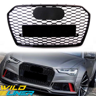 RS6 Style Glossy Black Front Bumper Grille Grill For Audi A6 C7 S6 2016-2018 fg169
