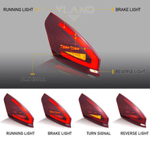 Pair LED Red Tail Lights Assembly for Ford Fiesta Hatchback 2014-2019 Rear Lamp