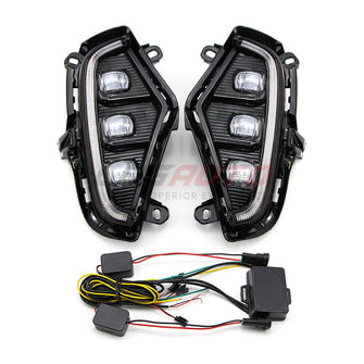 LED DRL Day Running Light Fog Lamp For Toyota RAV4 2019-2024 W/ Yellow Turn Signal