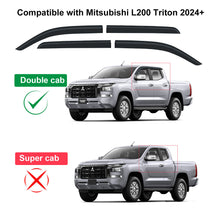 4pcs Weather Shields Weathershields Window Visors for Mitsubishi Triton MV 2024+ Dual Cap Only