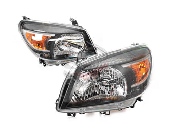 Pair LH+RH Head Light Lamp (Black) For Ford Ranger PK 2009-2011