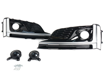 Black+Chrome Fog Light Grille Bezels For Audi A5 S-Line S5 2018 2019