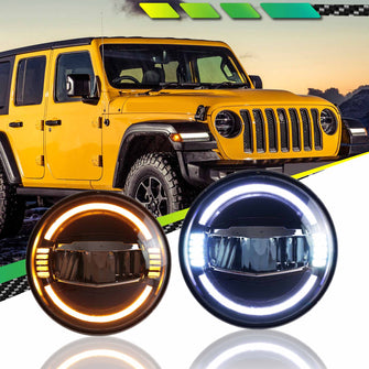 For Jeep Wrangler JK 2007-2018 LJ TJ Pair Led Headlights Hi-Lo Sealed Beam Newest