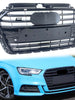 Gloss Black S3 Style Front Grille For Audi A3 S3 8V 2017–2020 Without ACC