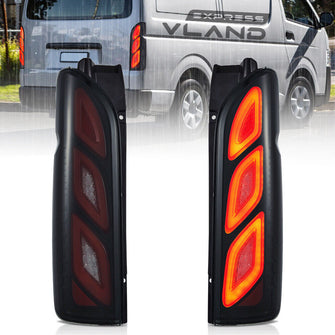 SMOKED LED Rear Tail Lights For Toyota Hiace 2005-2019 Brake Lamps W/Animation