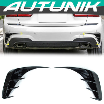 Gloss Black Rear Bumper Side Vent Splitter for BMW 3-Series G20 m340i 330i M-Sport 2019-2022