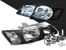 Pair Black Headlights + LED Globes For Holden Commodore VY 2002-2004