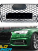 RS4 Style Honeycomb Front Grille Chrome Frame For Audi A4 B9 S4 2017–2019