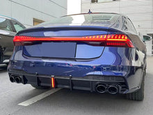 Gloss Black Rear Diffuser w/ Light + Exhaust Tips for Audi A7 C8 S-line S7 2019-2023