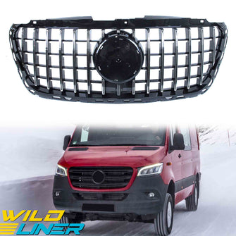 GT Style Chrome Front Bumper Grille For Mercedes Sprinter W907 W910 2019-2022 fg220