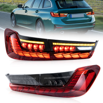 Pair Cherry Red OLED Tail Lights for BMW 3 Series G20 G80 M3 GTS 2019-2022