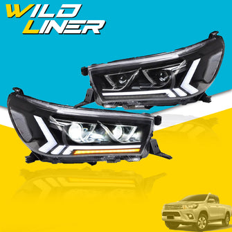 LED Headlights DRL For 2015-2020 Toyota Hilux Vigo Revo W/Sequential & Animation