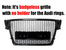 Badgeless RS4 Style Gloss Black Honeycomb Front Grille For Audi A4 S4 B8 2009–2012