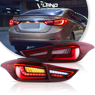 Red LED Tail Lights For Hyundai Elantra 2011-2015 Rear Lamps W/Sequential