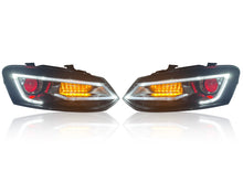 Dual Beam LED Headlights w/DRL Demon Eyes For VW Polo 2011-2017 Sequential Turn Signal